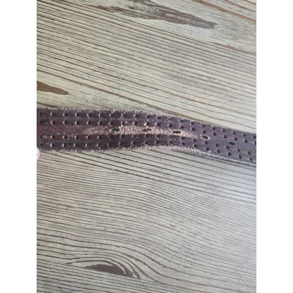 Leather Hand Tooled Woven Brown Belt Hecho en Mexico Mens 40